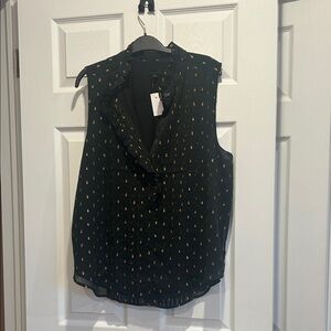 Ann Taylor Black Blouse with Gold Details NWT XXL
